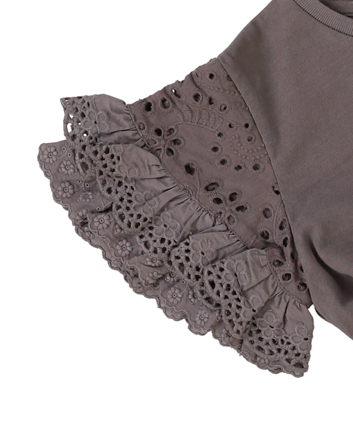 Smooth Cotton Jersey and Frill Sleeve Tee - 画像 (9)